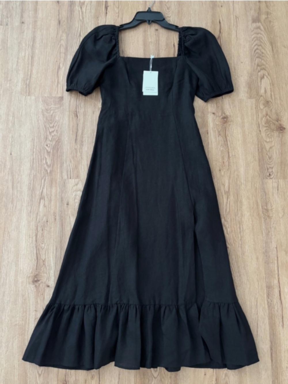 ★NWT Org. $129 ＆OTHER STORIES  Puff Sleeve Linen Dress Black US4★
